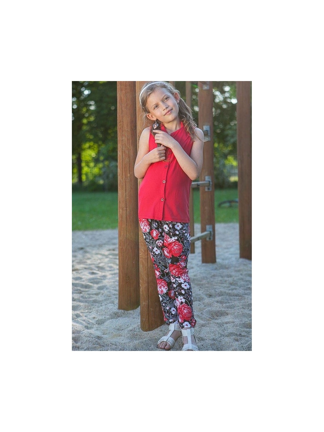 Girls\' black floral pants DZ6012 - Online store - Boutique